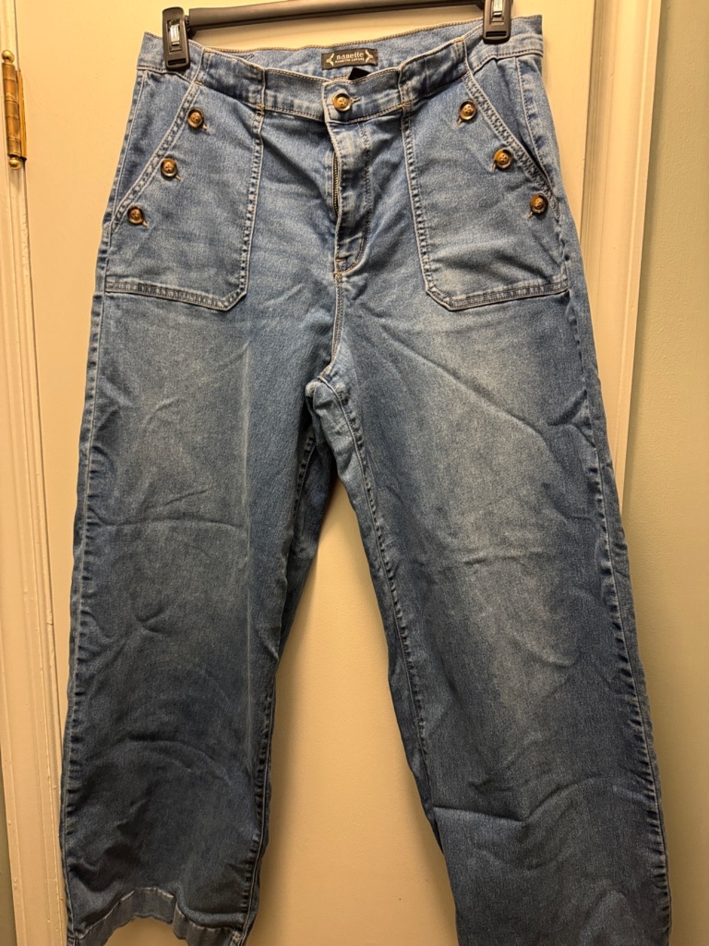 Nanette Lepore Light Blue Sailor Button Boyfriend Jeans